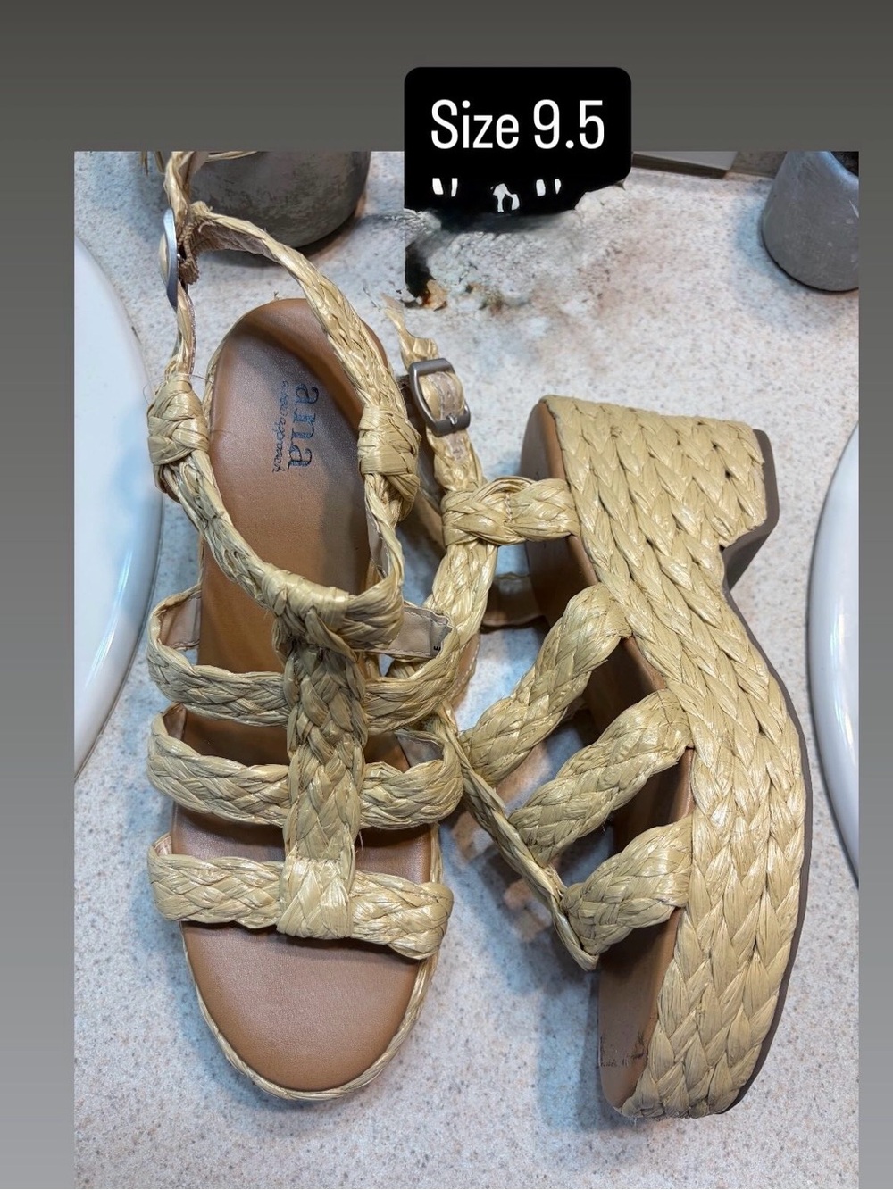Unisa Natural Tan Braided Platform Sandals